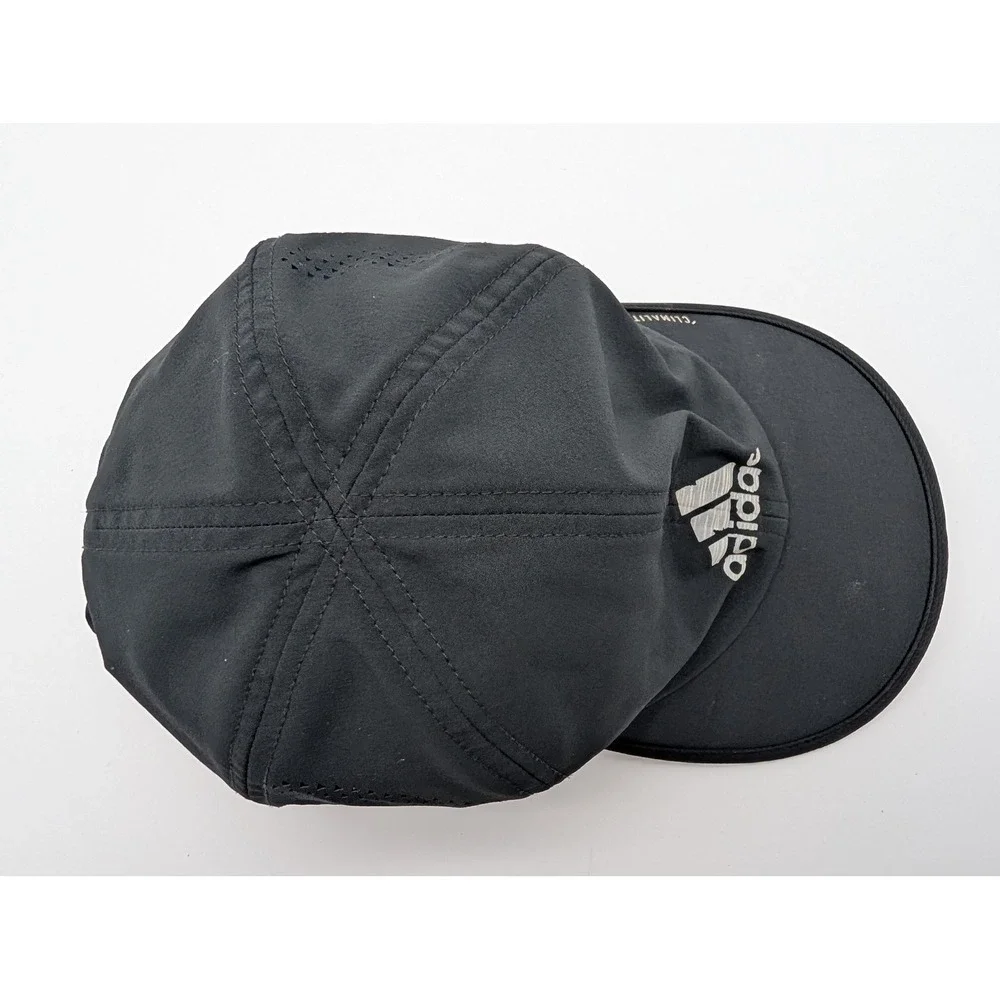 Adidas Climalite Running Hat Black Reflective Logo Adjustable Performance Cap